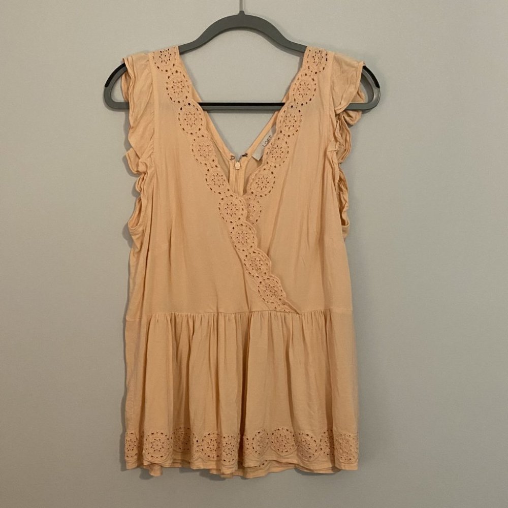 LOFT Peach Scalloped Blouse